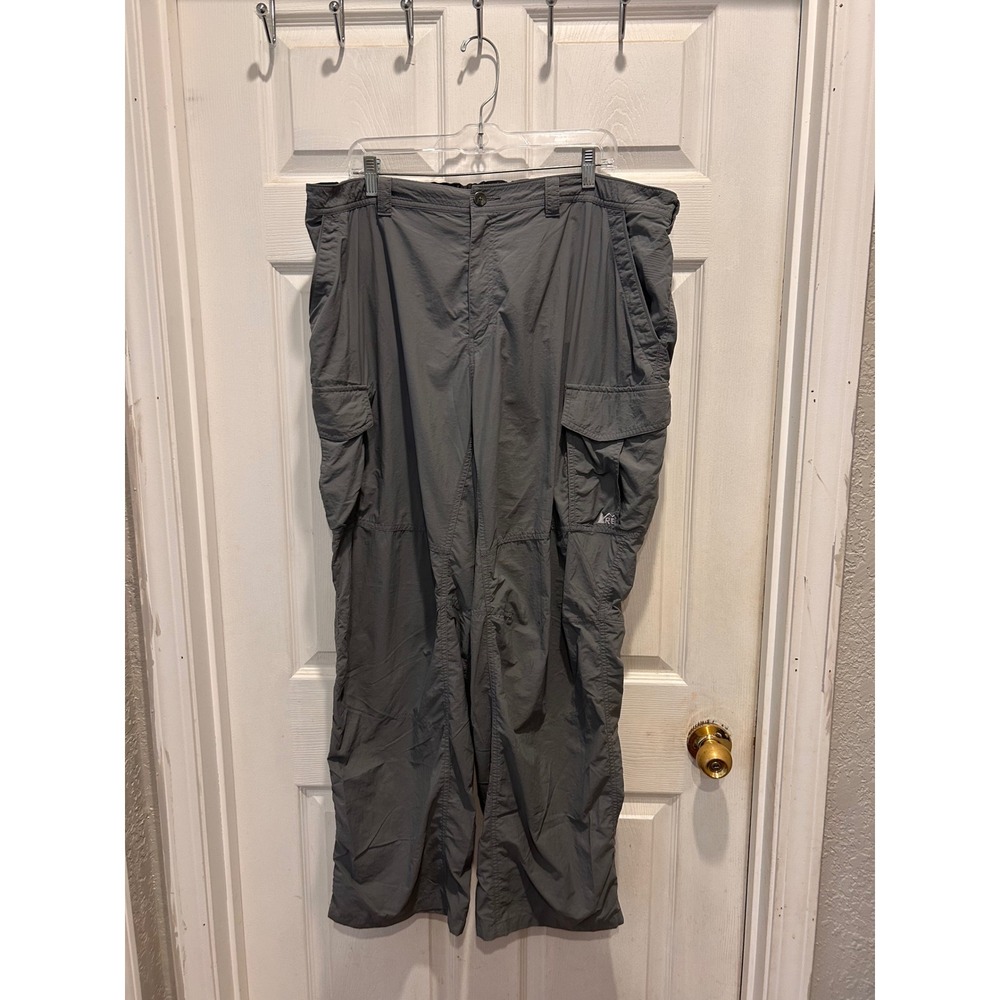 REI Mens XXL 32L Gray Nylon Cargo Hiking Pants Lightweight Outdoor Utility Gorp
